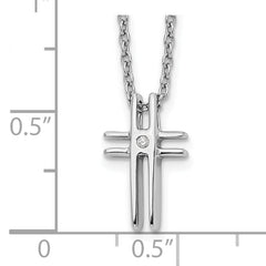 White Ice Sterling Silver Rhodium-plated 18 Inch Diamond Cross Necklace with 2 Inch Extender