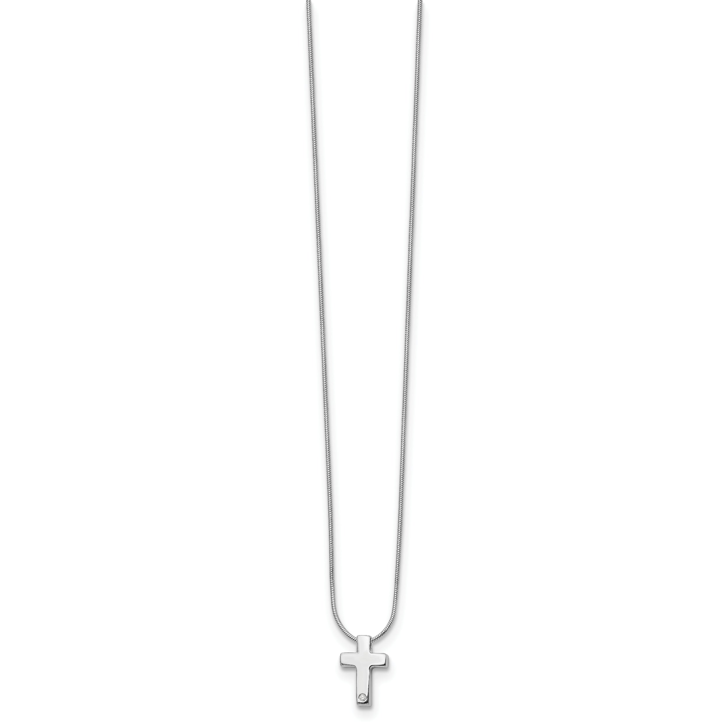 White Ice Sterling Silver Rhodium-plated 18 Inch Diamond Cross Necklace with 2 Inch Extender