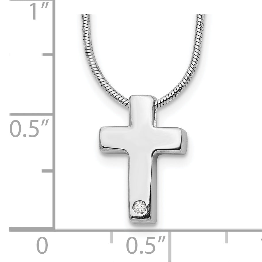 White Ice Sterling Silver Rhodium-plated 18 Inch Diamond Cross Necklace with 2 Inch Extender