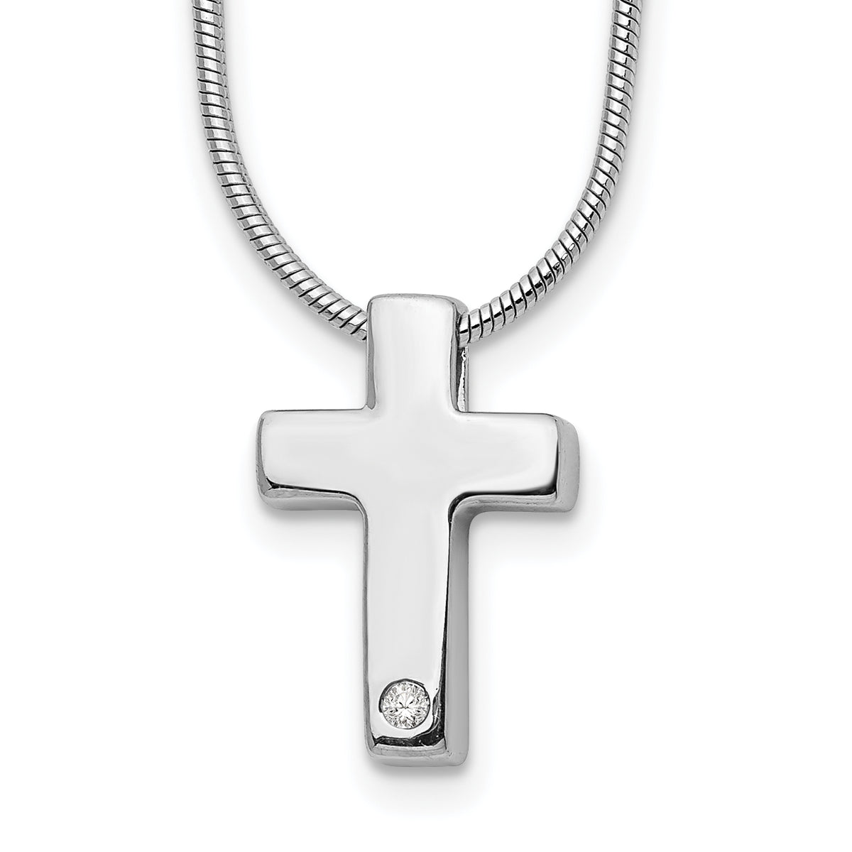 White Ice Sterling Silver Rhodium-plated 18 Inch Diamond Cross Necklace with 2 Inch Extender