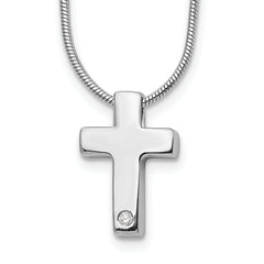 White Ice Sterling Silver Rhodium-plated 18 Inch Diamond Cross Necklace with 2 Inch Extender