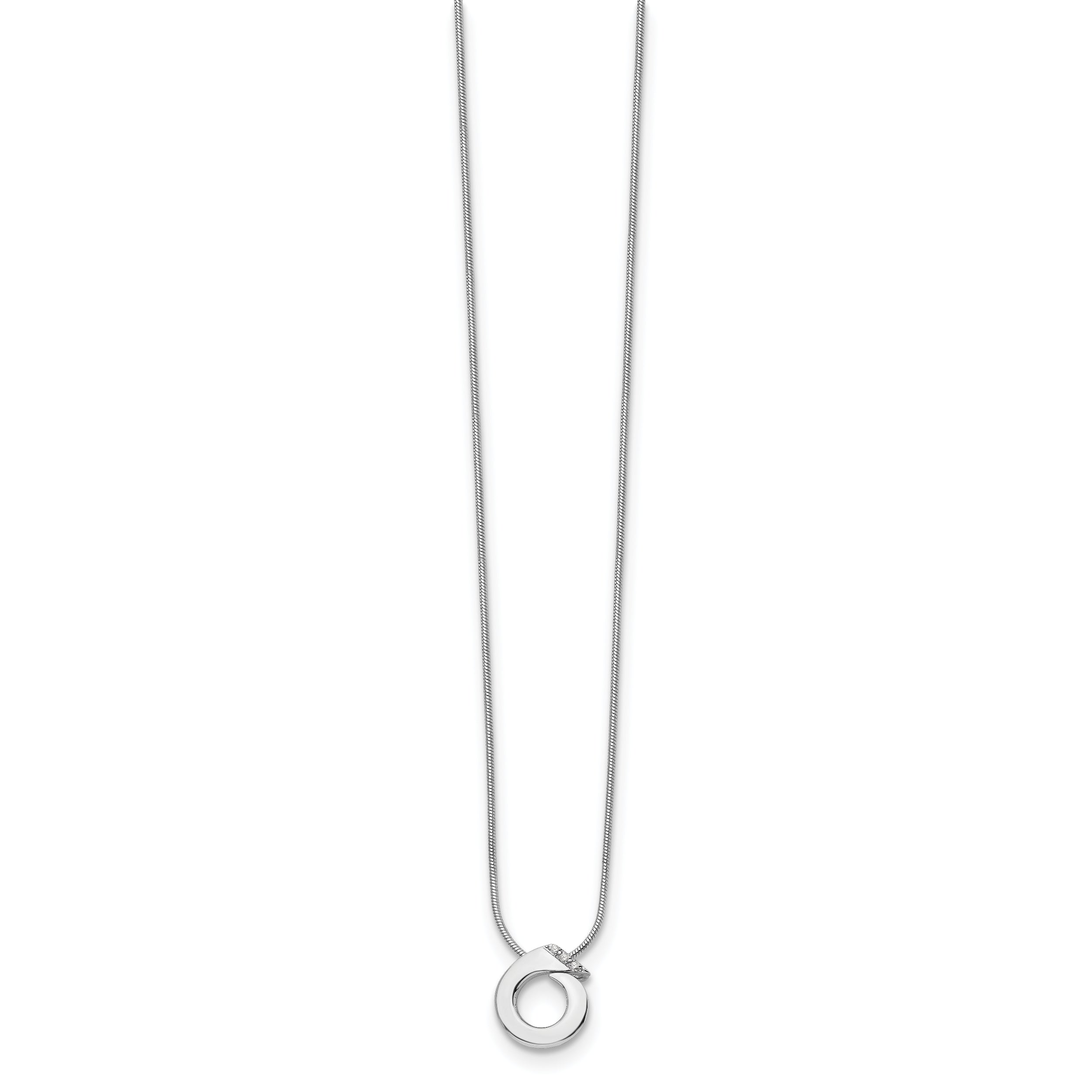 Sophia Jewelers Sterling Silver Diamond Circle Necklace with Extender