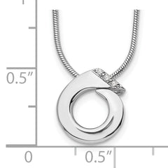 Sophia Jewelers Sterling Silver Diamond Circle Necklace with Extender