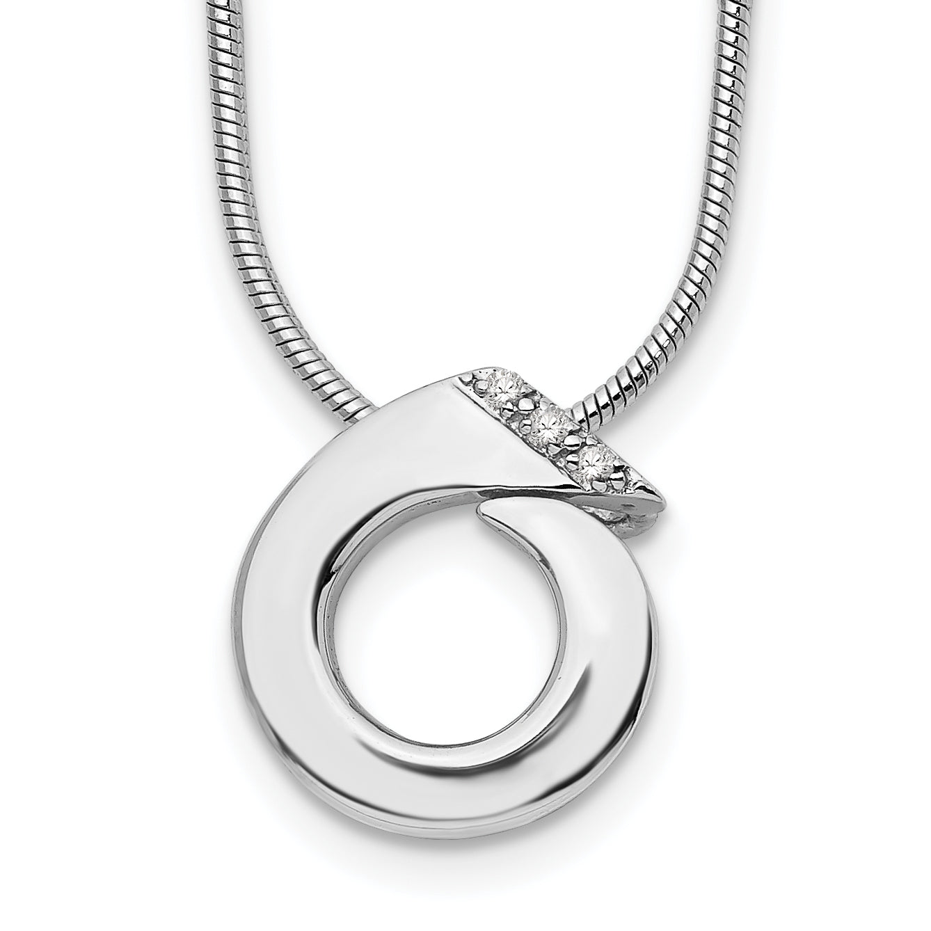 White Ice Sterling Silver Rhodium-plated 18 Inch Open Circle Diamond Necklace with 2 Inch Extender