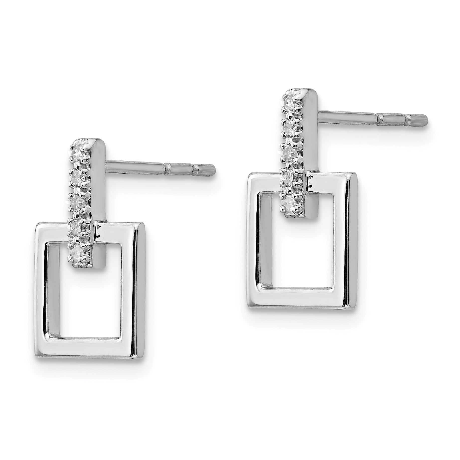 Sophia Jewelers Sterling Silver Rhodium-Plated Diamond Dangle Earrings