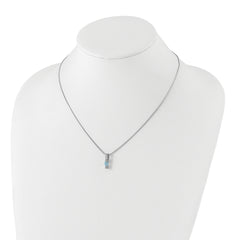 Sterling Silver RH Plated White Ice .02ct. Dia./Blue Topaz w/2IN Ext Neckla