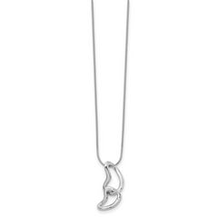 White Ice Sterling Silver Rhodium-plated 18 Inch Diamond Hearts Necklace with 2 Inch Extender