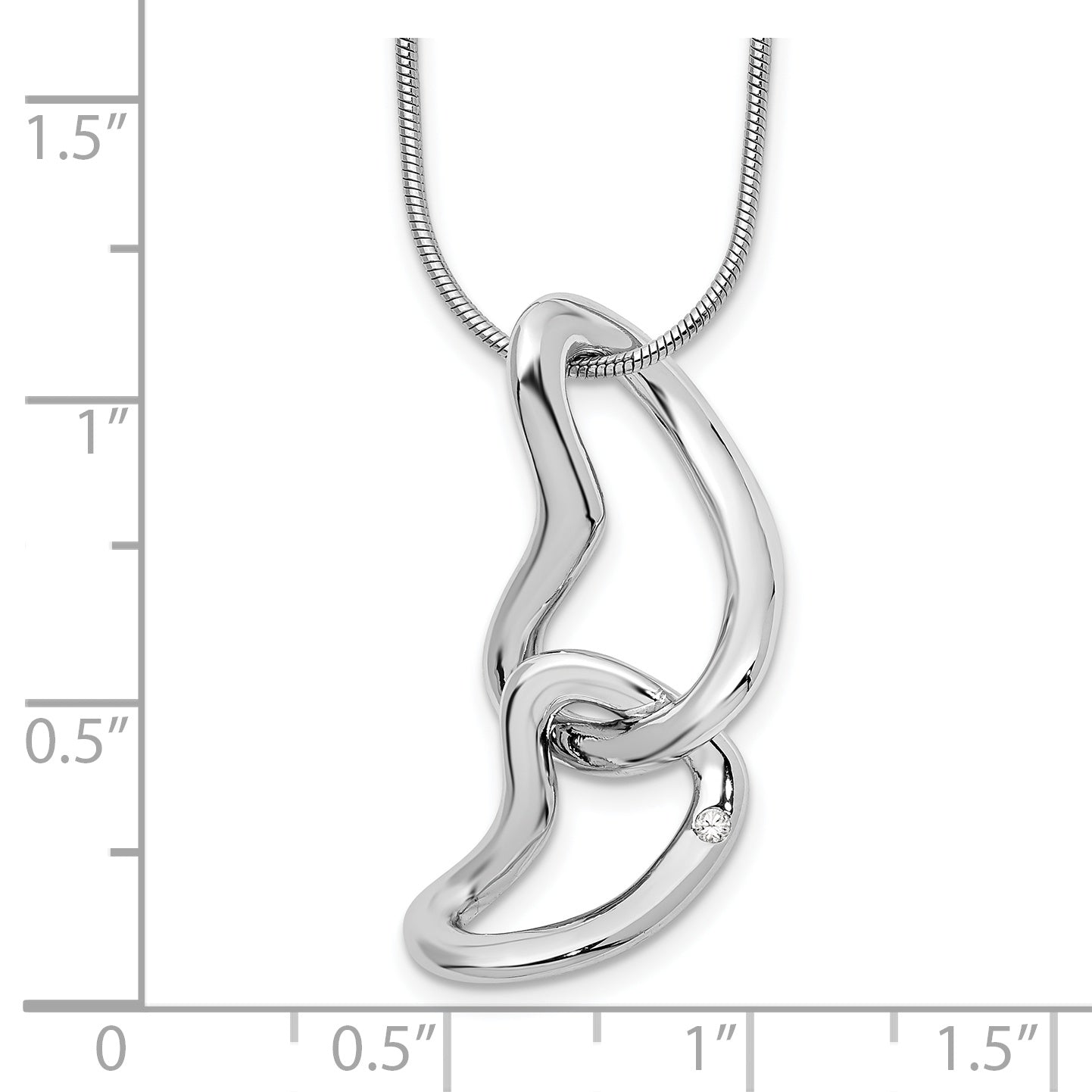 White Ice Sterling Silver Rhodium-plated 18 Inch Diamond Hearts Necklace with 2 Inch Extender