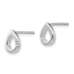 White Ice Sterling Silver Rhodium-plated Diamond Teardrop Post Earrings