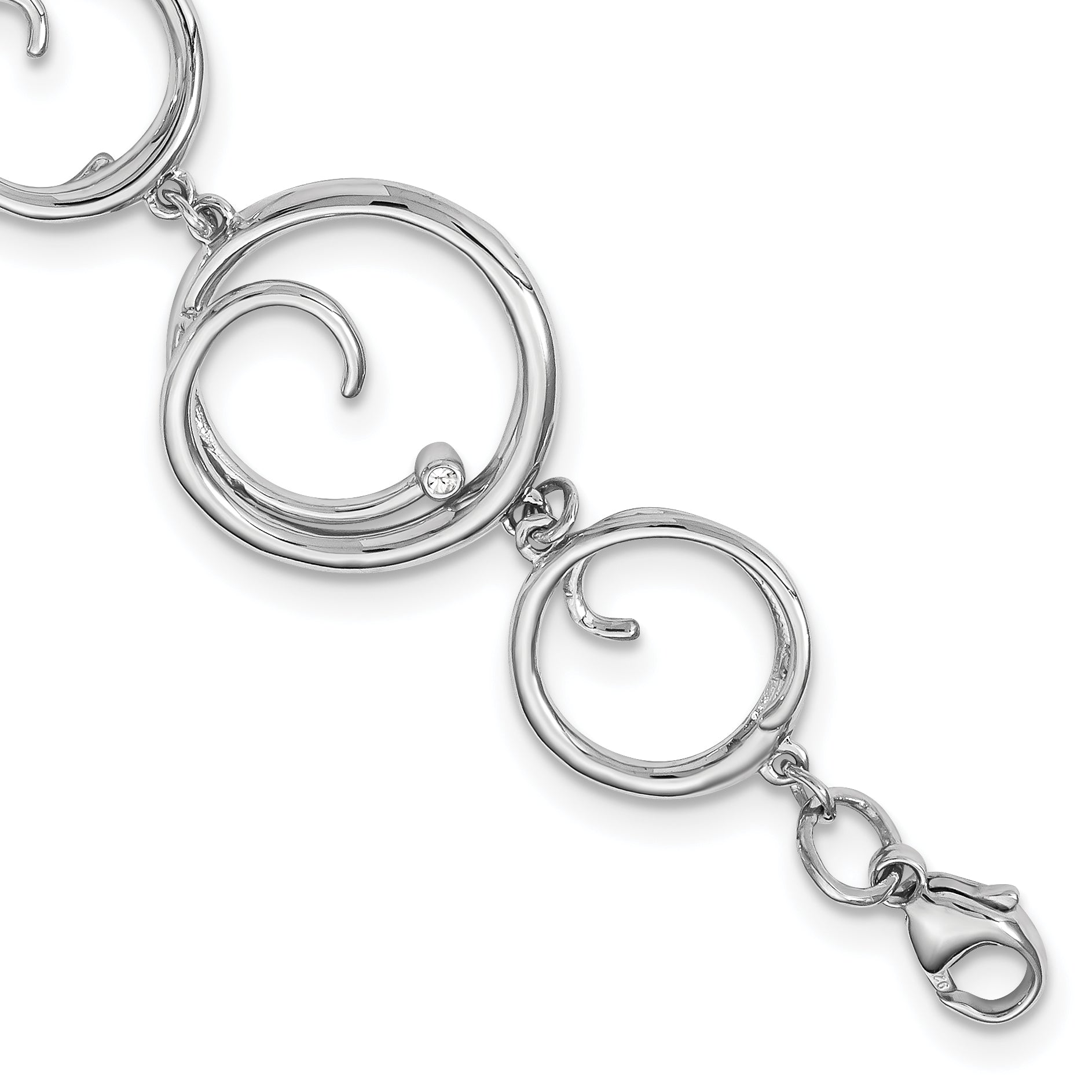 White Ice Sterling Silver Rhodium-plated 7 Inch Diamond Swirl Bracelet with 1 Inch Extender