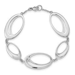 White Ice Sterling Silver Rhodium-plated Diamond 7 Inch Fancy Ovals Bracelet