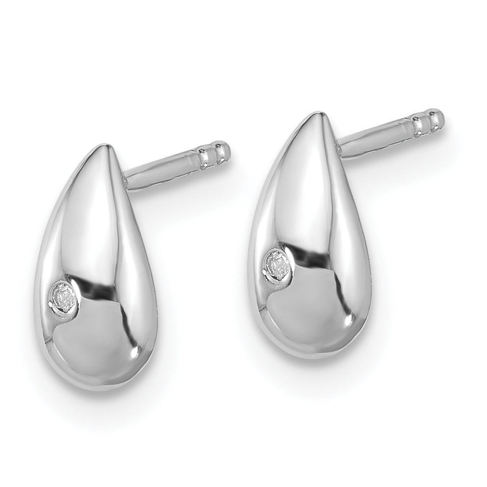 White Ice Sterling Silver Rhodium-plated Diamond Teardrop Post Earrings