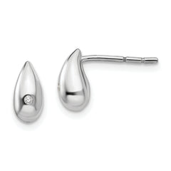 White Ice Sterling Silver Rhodium-plated Diamond Teardrop Post Earrings