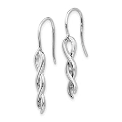 White Ice Sterling Silver Rhodium-plated Diamond Twist Dangle Shepherd Hook Earrings