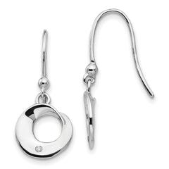 White Ice Sterling Silver Rhodium-plated Diamond Shepherd Hook Dangle Earrings