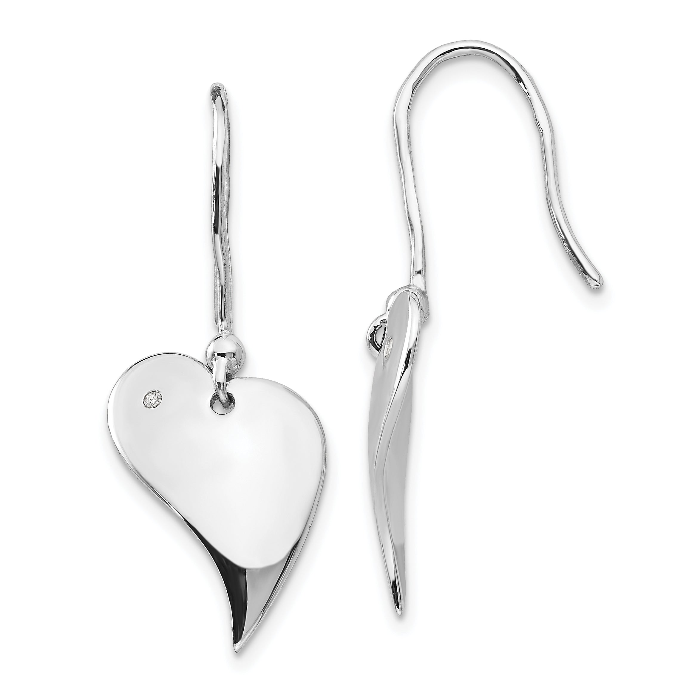 White Ice Sterling Silver Rhodium-plated Diamond Heart Earrings