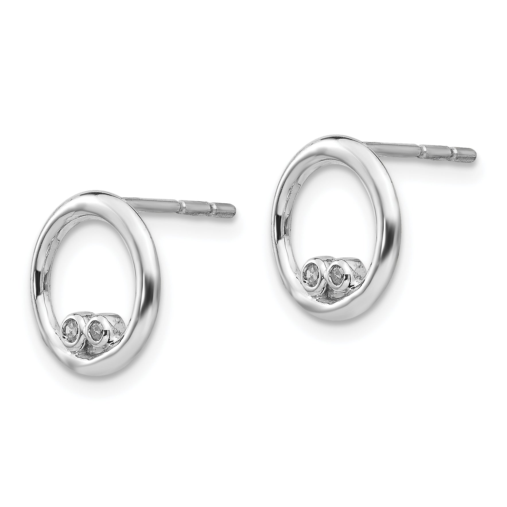 White Ice Sterling Silver Rhodium-plated Diamond Open Circle Post Earrings