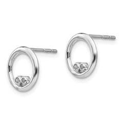 White Ice Sterling Silver Rhodium-plated Diamond Open Circle Post Earrings