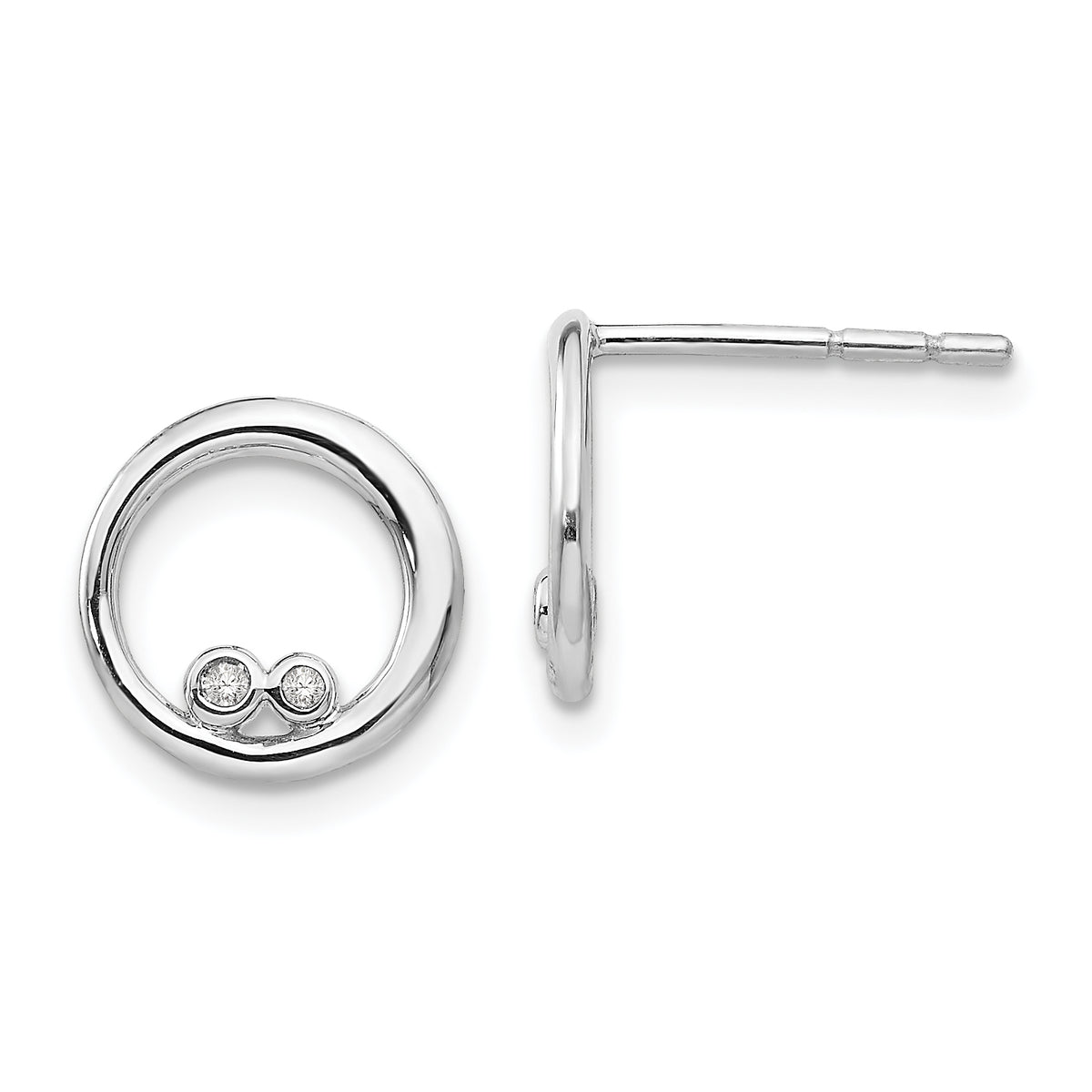 White Ice Sterling Silver Rhodium-plated Diamond Open Circle Post Earrings