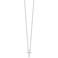 Sterling Silver Diamond Cross Necklace with Rhodium Polished Extender