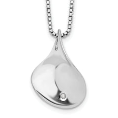 White Ice Sterling Silver Rhodium-plated 18 Inch Diamond Teardrop Necklace with 2 Inch Extender