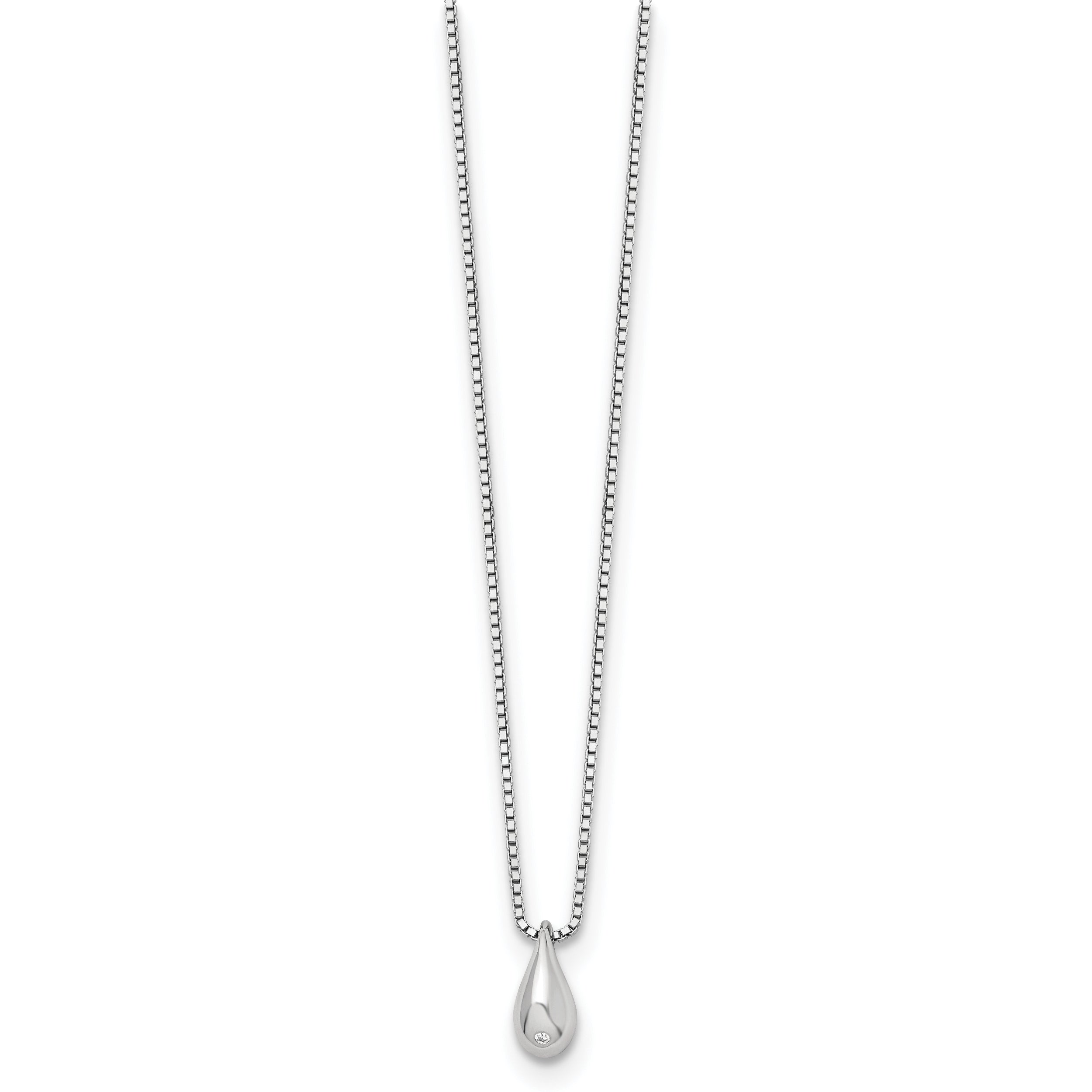 Sophia Jewelers Rhodium-Plated Silver Diamond Teardrop Necklace Elegant Gift-Ready Design