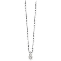 Sophia Jewelers Rhodium-Plated Silver Diamond Teardrop Necklace Elegant Gift-Ready Design