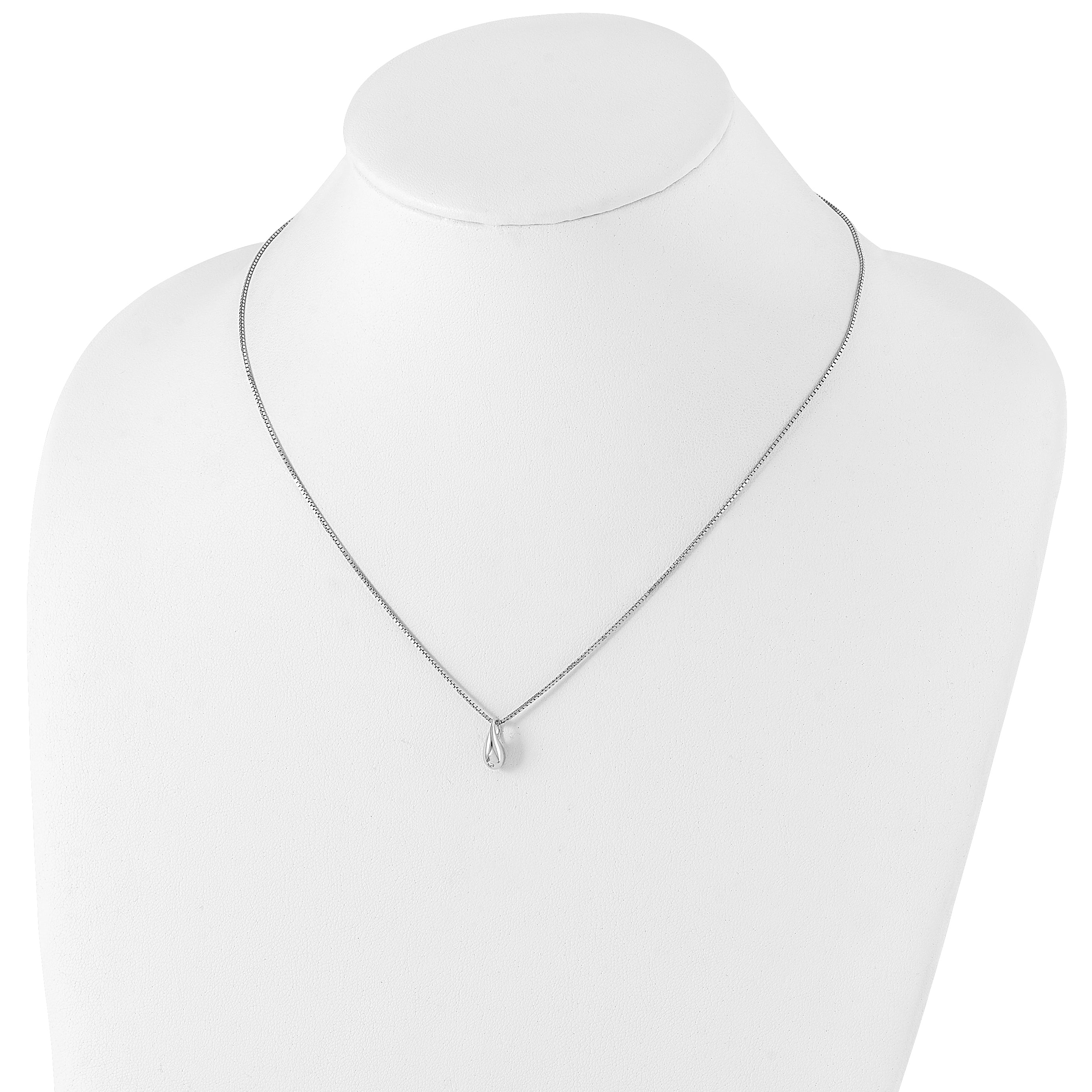 Sophia Jewelers Rhodium-Plated Silver Diamond Teardrop Necklace Elegant Gift-Ready Design