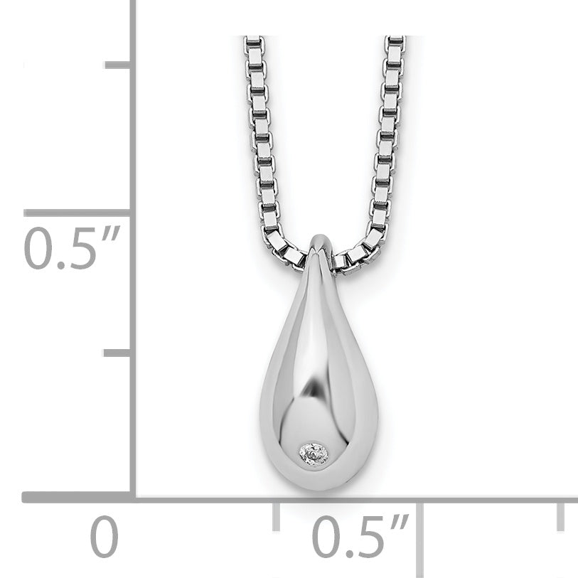 Sophia Jewelers Rhodium-Plated Silver Diamond Teardrop Necklace Elegant Gift-Ready Design