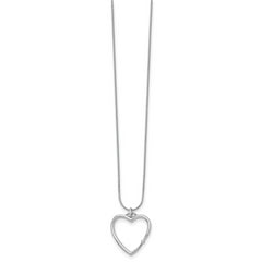 White Ice Sterling Silver Rhodium-plated 18 Inch Diamond Open Heart Necklace with 2 Inch Extender