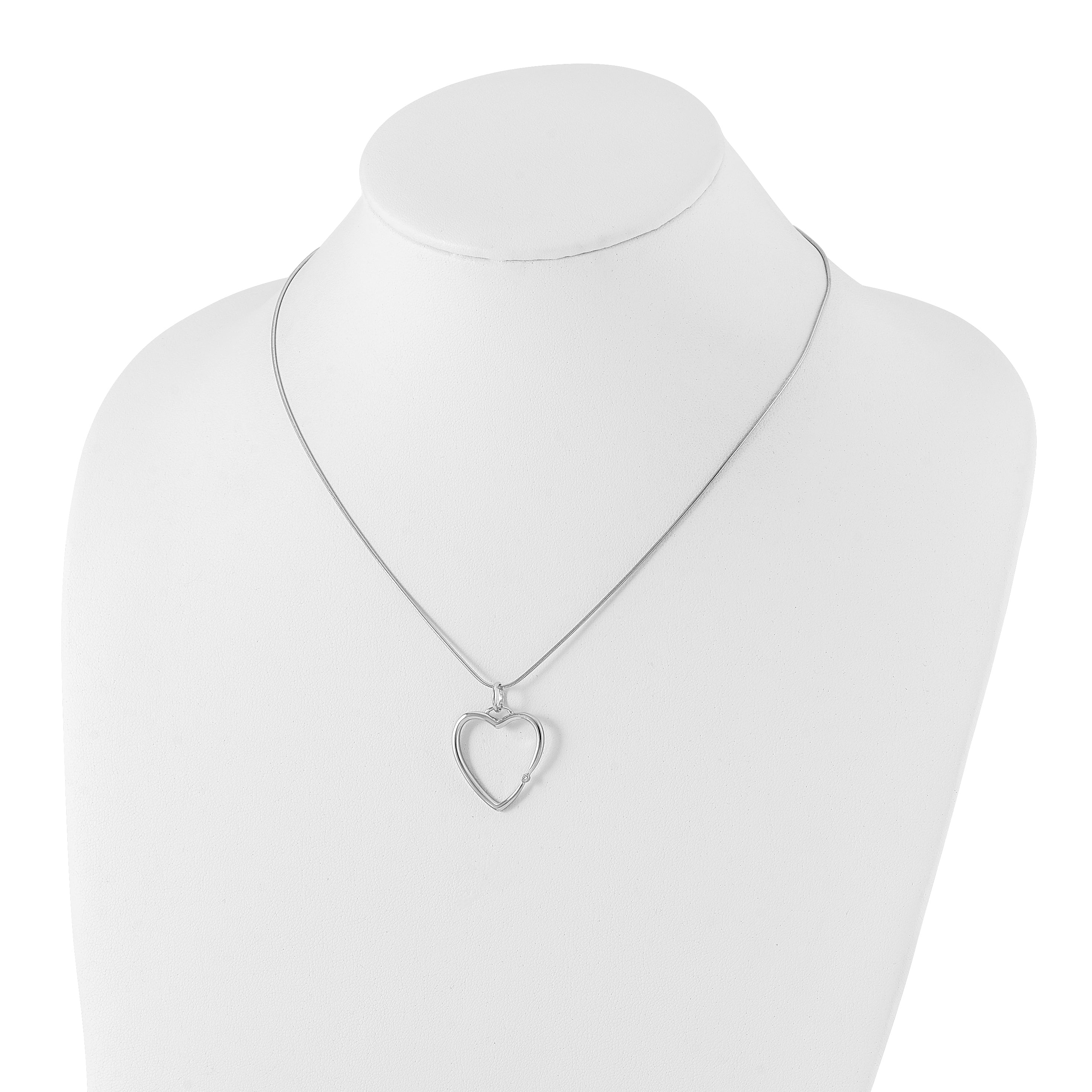 White Ice Sterling Silver Rhodium-plated 18 Inch Diamond Open Heart Necklace with 2 Inch Extender