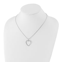 White Ice Sterling Silver Rhodium-plated 18 Inch Diamond Open Heart Necklace with 2 Inch Extender