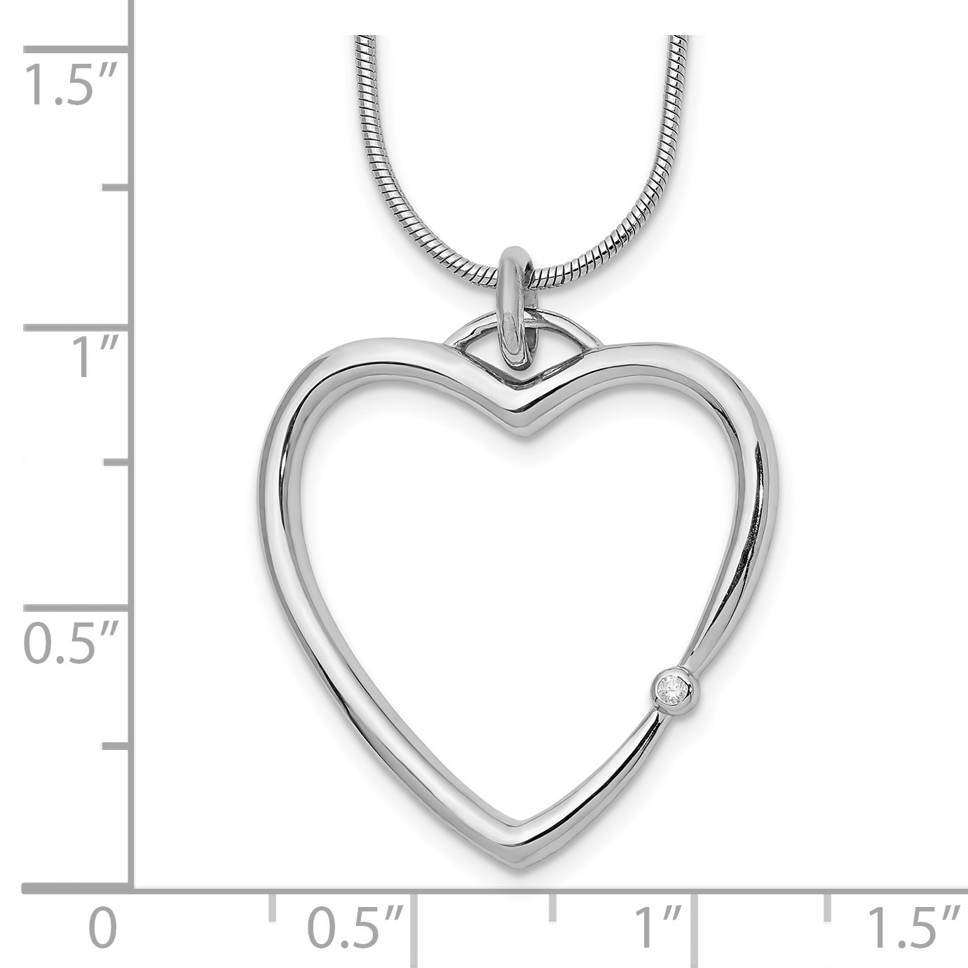 White Ice Sterling Silver Rhodium-plated 18 Inch Diamond Open Heart Necklace with 2 Inch Extender