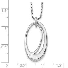 White Ice Sterling Silver Rhodium-plated 18 Inch Open Oval Diamond Necklace with 2 Inch Extender