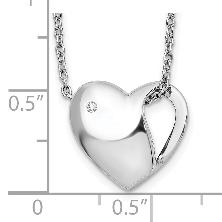 White Ice Sterling Silver Rhodium-plated 18 Inch Diamond Heart Necklace with 2 Inch Extender