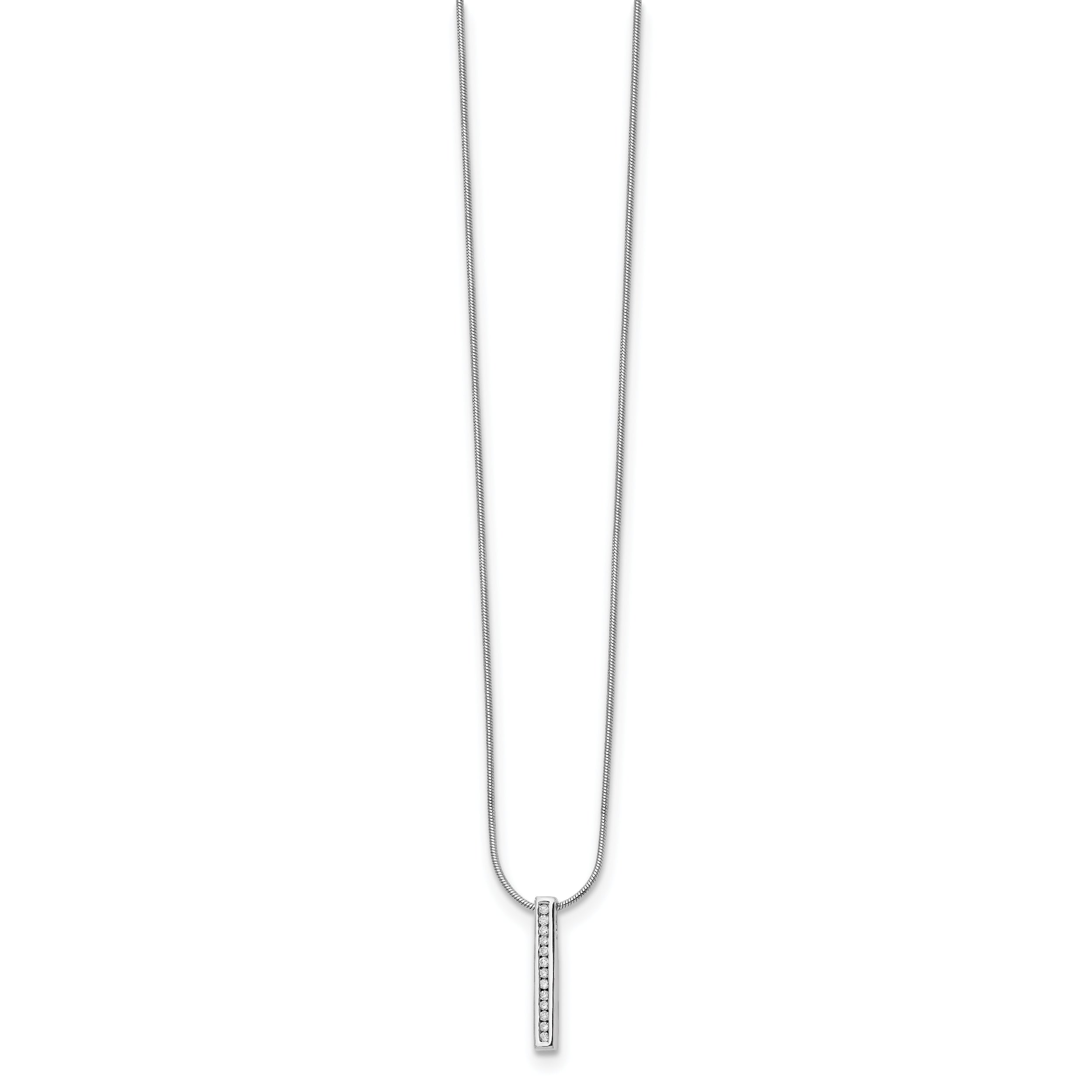 14K White Gold Lab Grown Diamond Vertical Bar Necklace