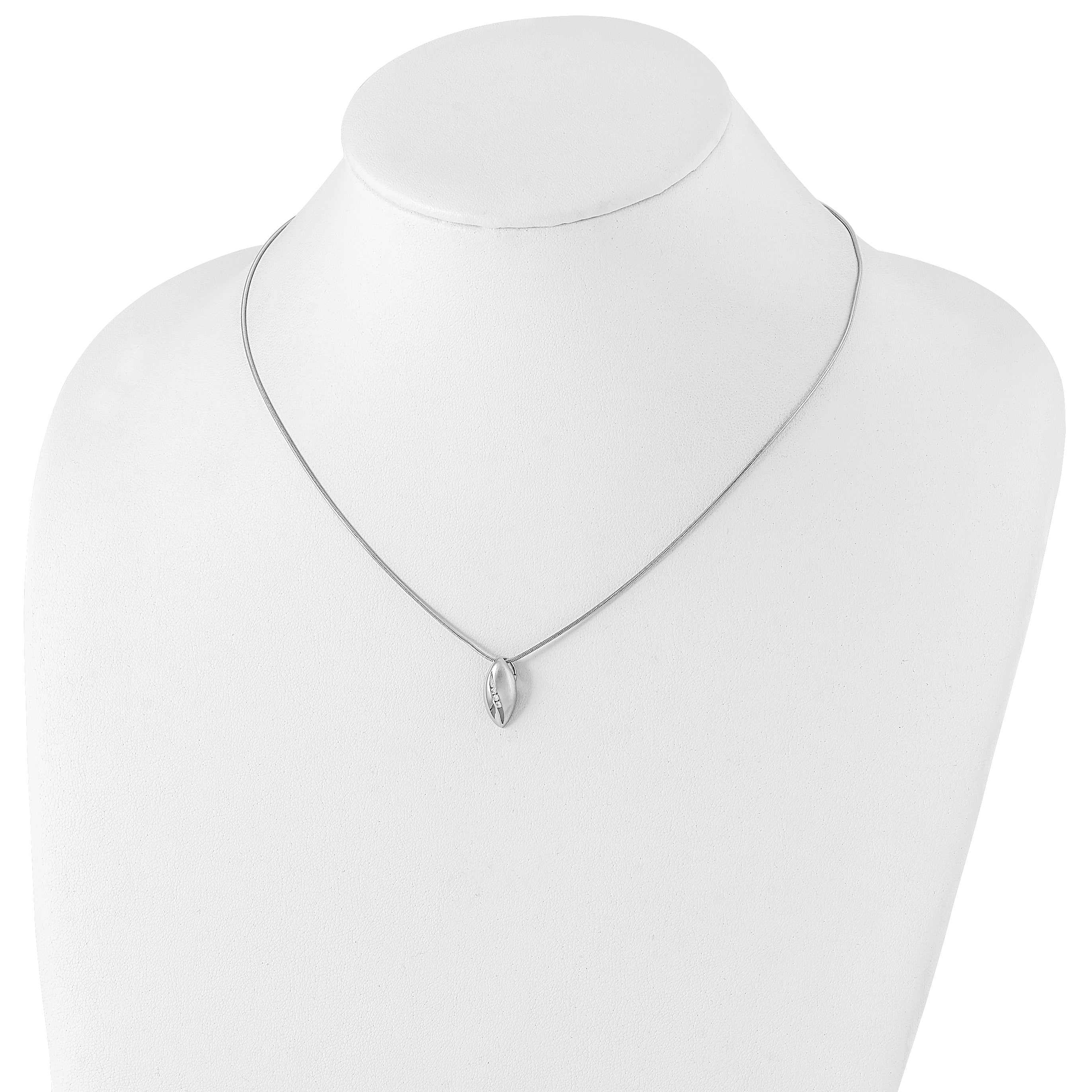 White Ice Sterling Silver Rhodium-plated Satin and Polished 18 Inch Diamond Necklace with 2 Inch Extender