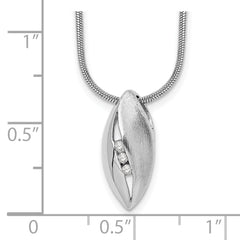 White Ice Sterling Silver Rhodium-plated Satin and Polished 18 Inch Diamond Necklace with 2 Inch Extender