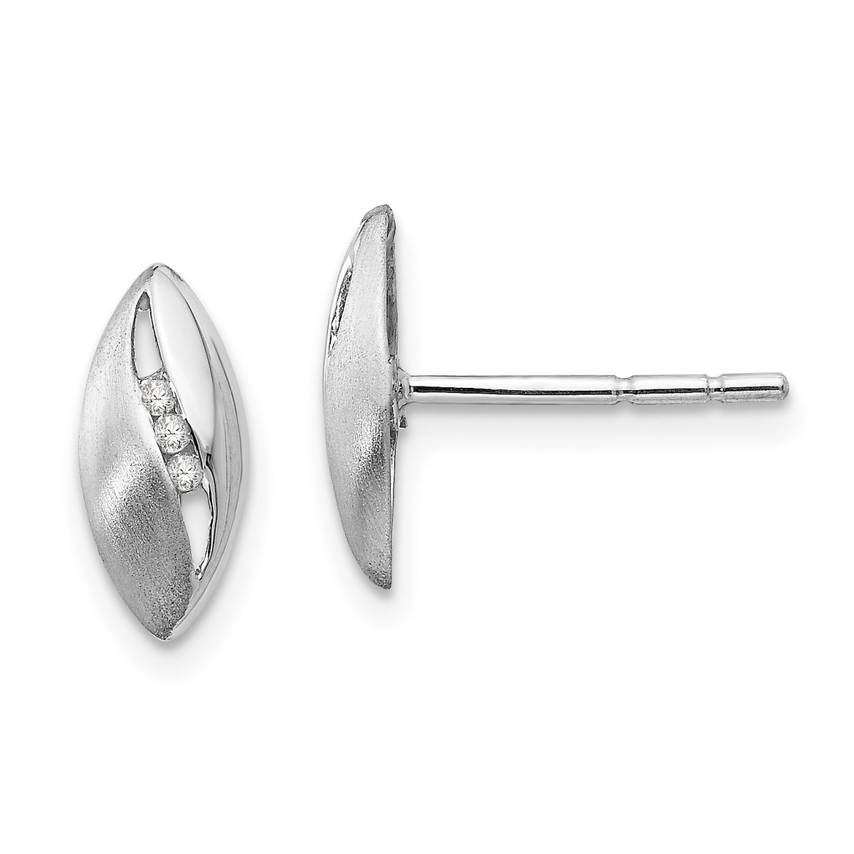 White Ice Sterling Silver Rhodium-plated Satin and Polished Diamond Post Earrings