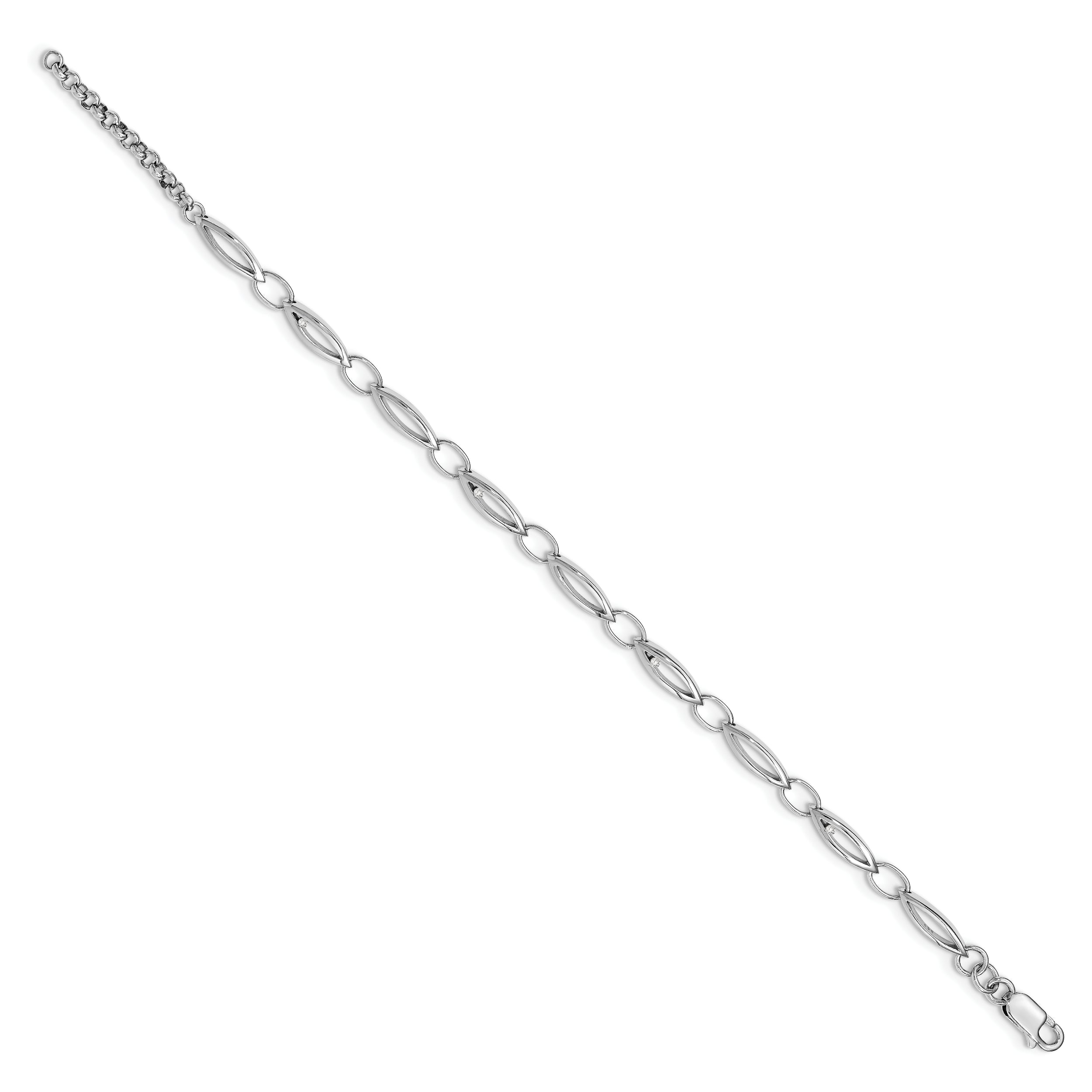 White Ice Sterling Silver Rhodium-plated 7 Inch Diamond Bracelet with 1 Inch Extender