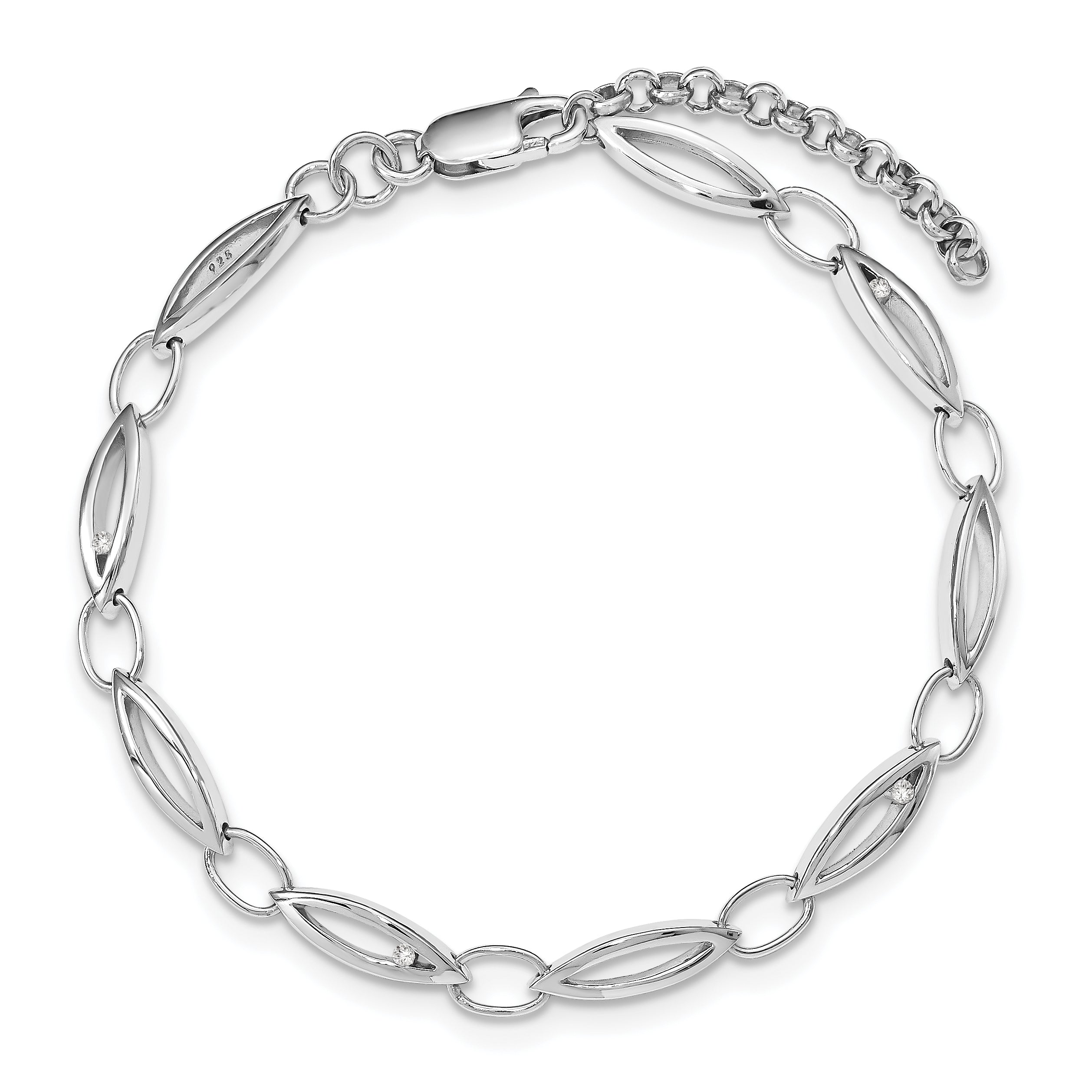 White Ice Sterling Silver Rhodium-plated 7 Inch Diamond Bracelet with 1 Inch Extender