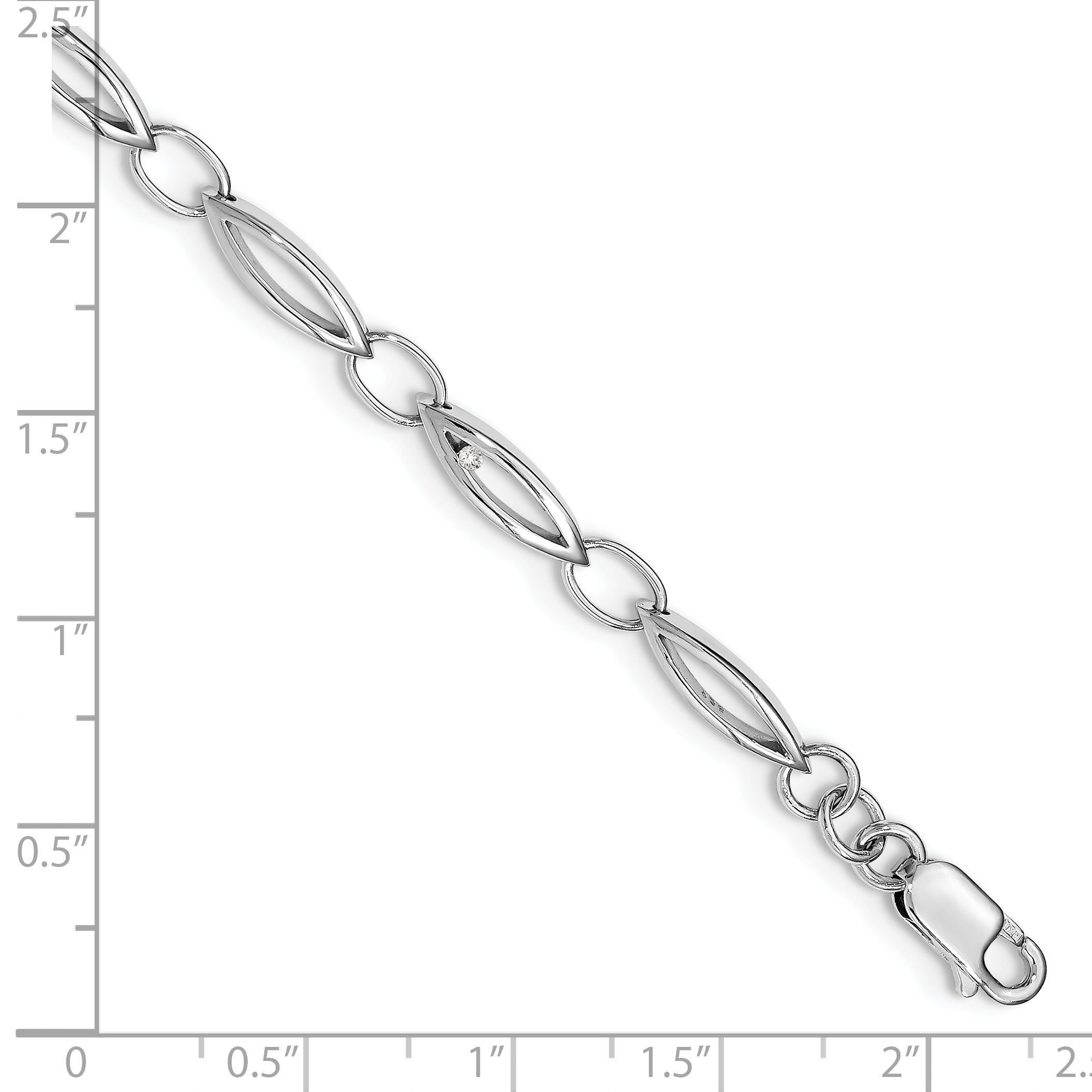 White Ice Sterling Silver Rhodium-plated 7 Inch Diamond Bracelet with 1 Inch Extender