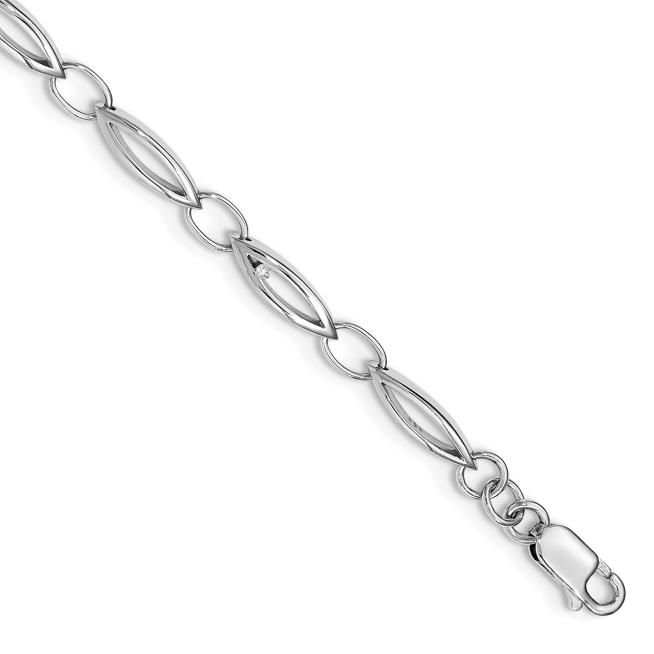 White Ice Sterling Silver Rhodium-plated 7 Inch Diamond Bracelet with 1 Inch Extender