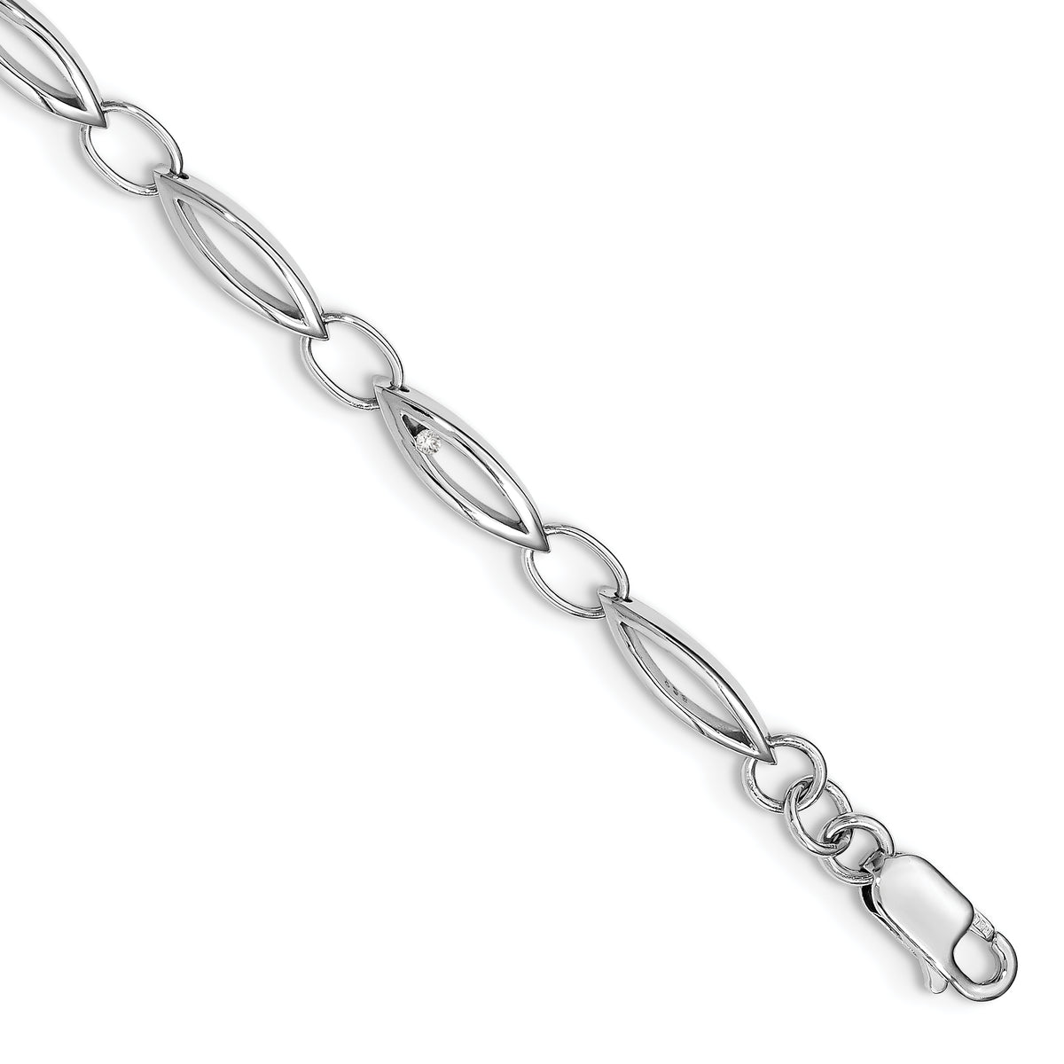 White Ice Sterling Silver Rhodium-plated 7 Inch Diamond Bracelet with 1 Inch Extender