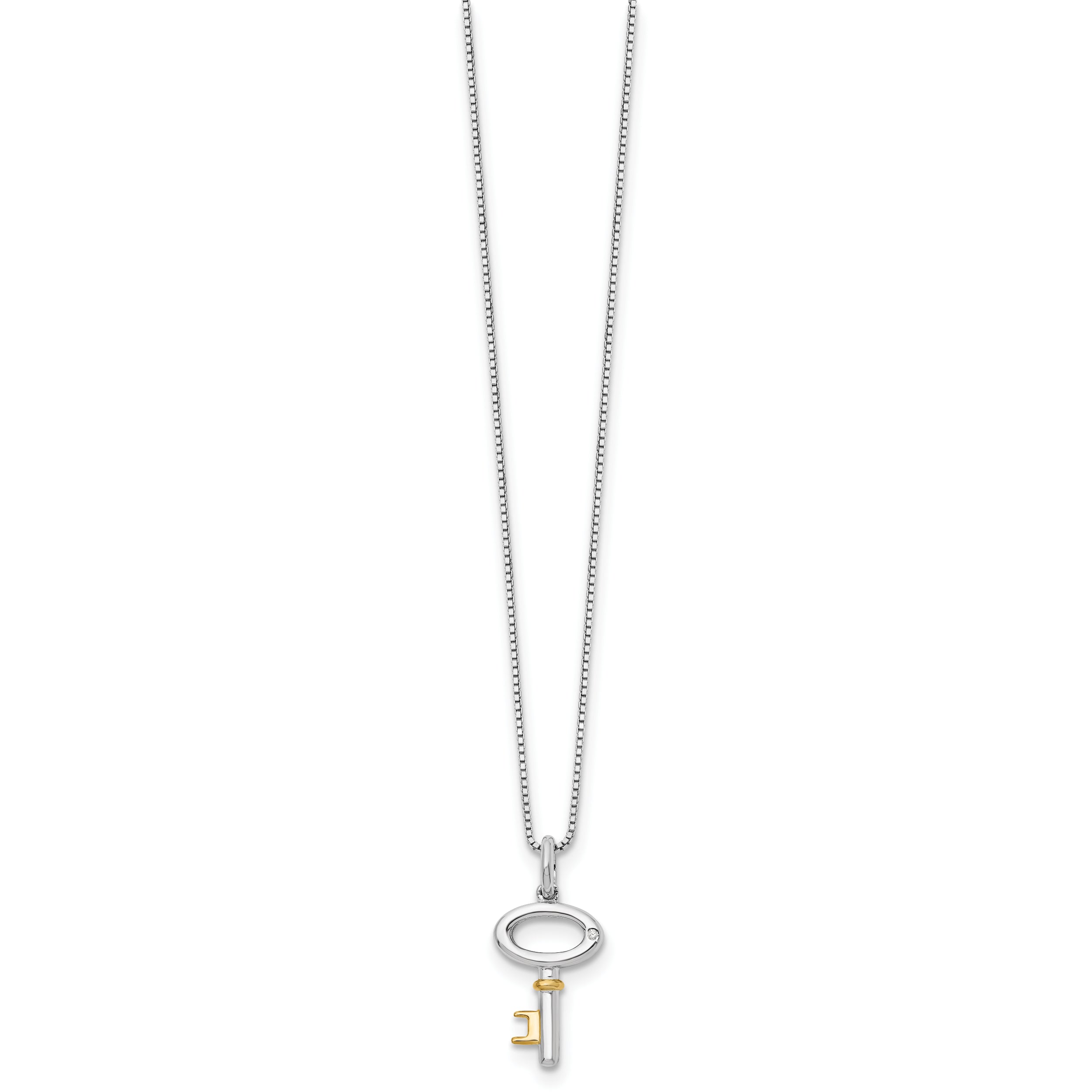 Sophia Jewelers Sterling Silver Gold-Tone Diamond Key Necklace