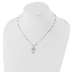 Sophia Jewelers Sterling Silver Gold-Tone Diamond Key Necklace