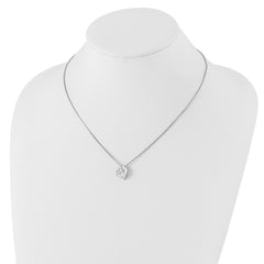 White Ice Sterling Silver Rhodium-plated Satin and Polished 18 Inch Diamond Heart Necklace with 2 Inch Extender