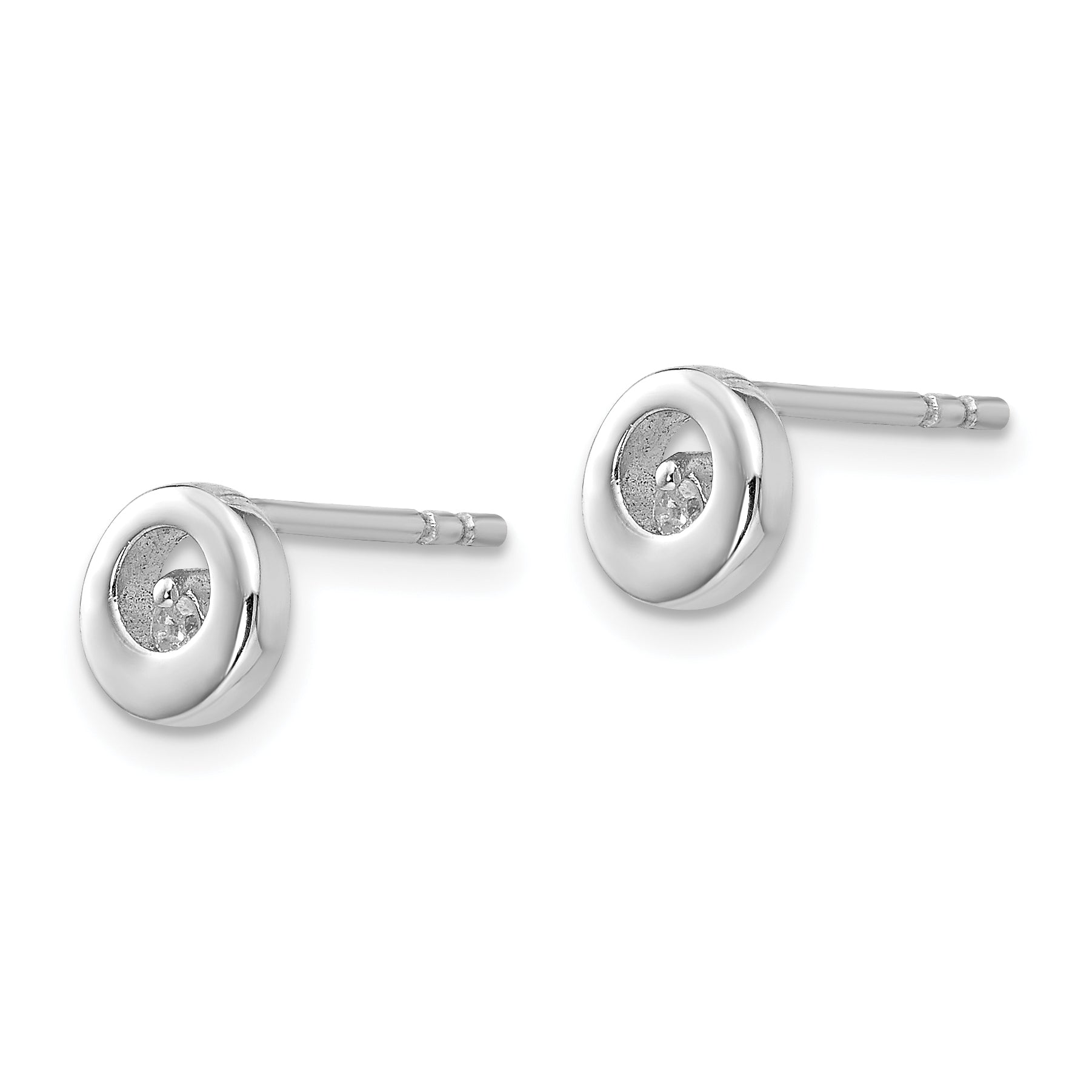 White Ice Sterling Silver Rhodium-plated Diamond Stud Post Earrings