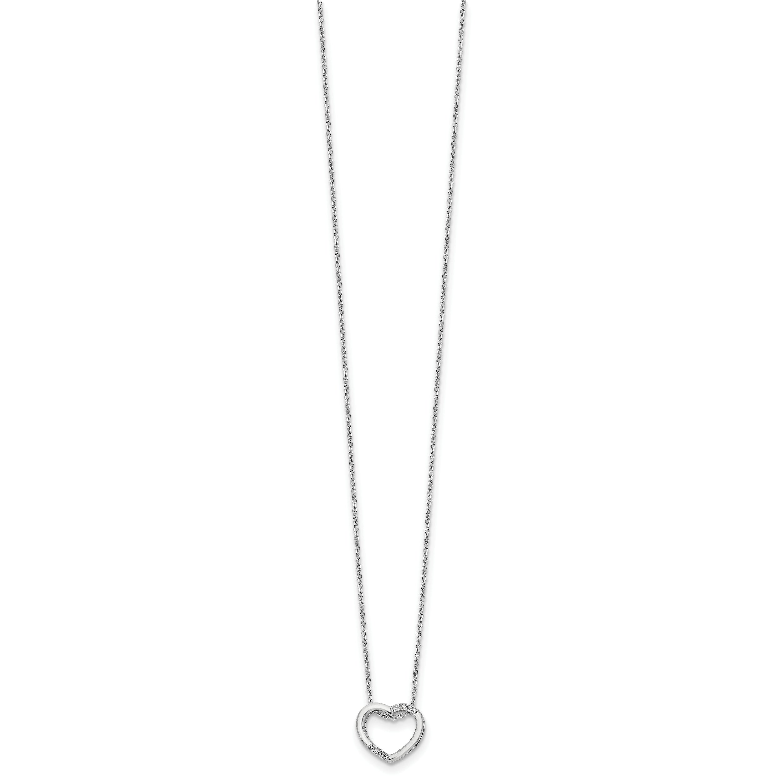 White Ice Sterling Silver Rhodium-plated 18 Inch Diamond Open Heart Necklace with 2 Inch Extender