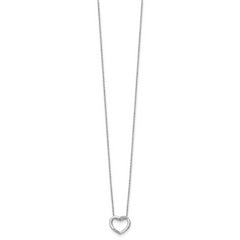 White Ice Sterling Silver Rhodium-plated 18 Inch Diamond Open Heart Necklace with 2 Inch Extender